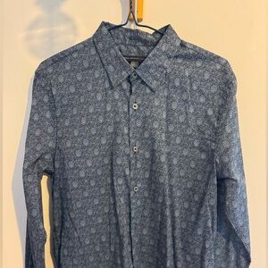 John Varvatos Navy Floral Button Down Shirt